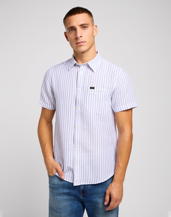 Koszula Męska Lee Ss Leesure Shirt Surf Blue 112349347