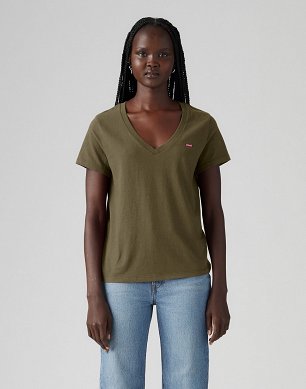 T-shirt Damski Levi`s® The Perfect V-Neck Tee Olive Night 002VR-0007