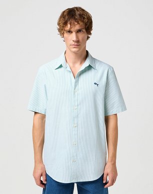Koszula Męska Wrangler Ss Shirt Green Stripe Oxford 112352840