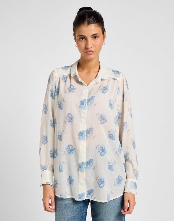 Koszula Damska Lee Shirred Blouse Shy Blue Floral 112355158